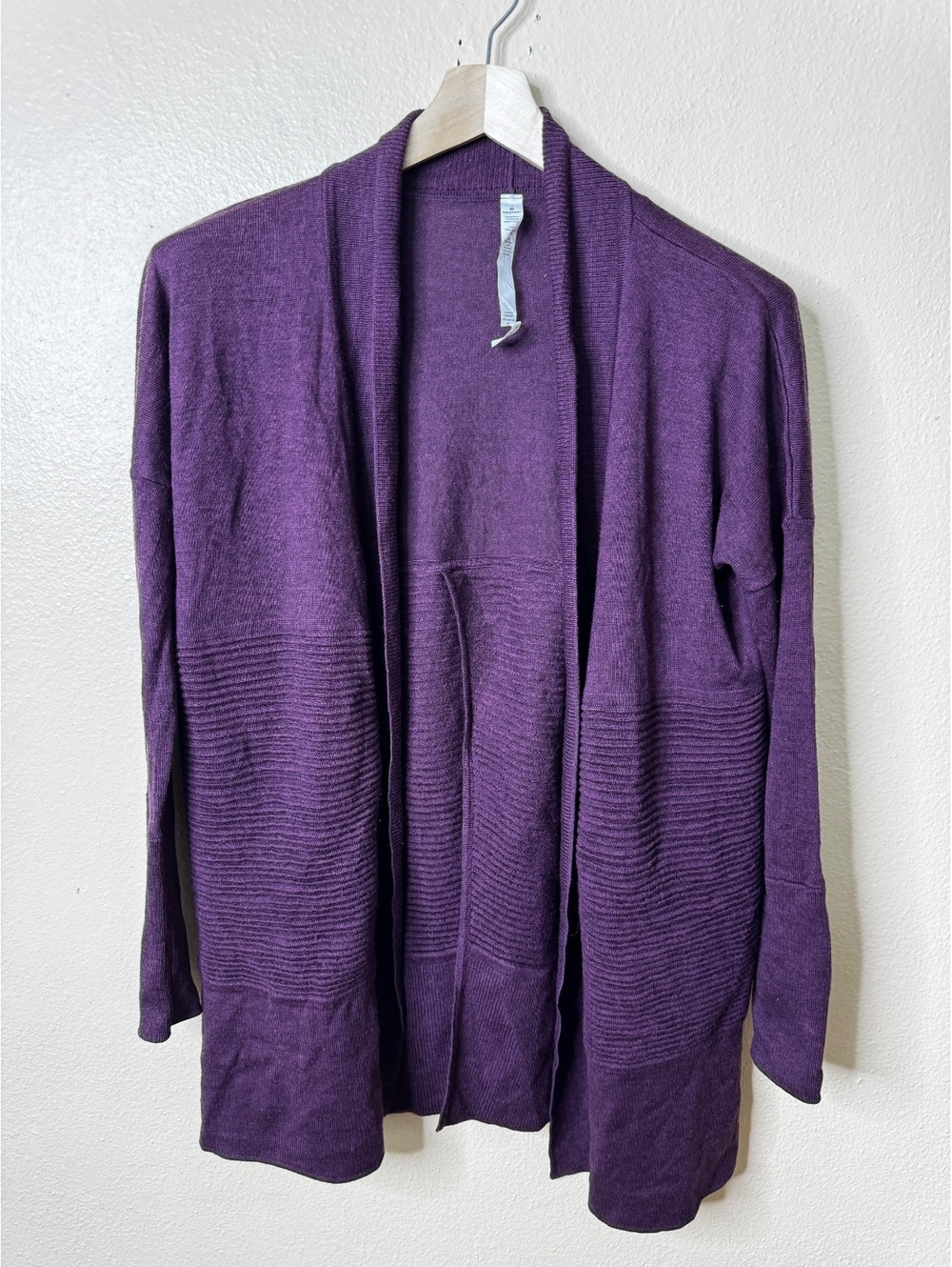 Lululemon Sit in Lotus Wrap Cardigan Sweater Women's 6 Purple Merino Wool